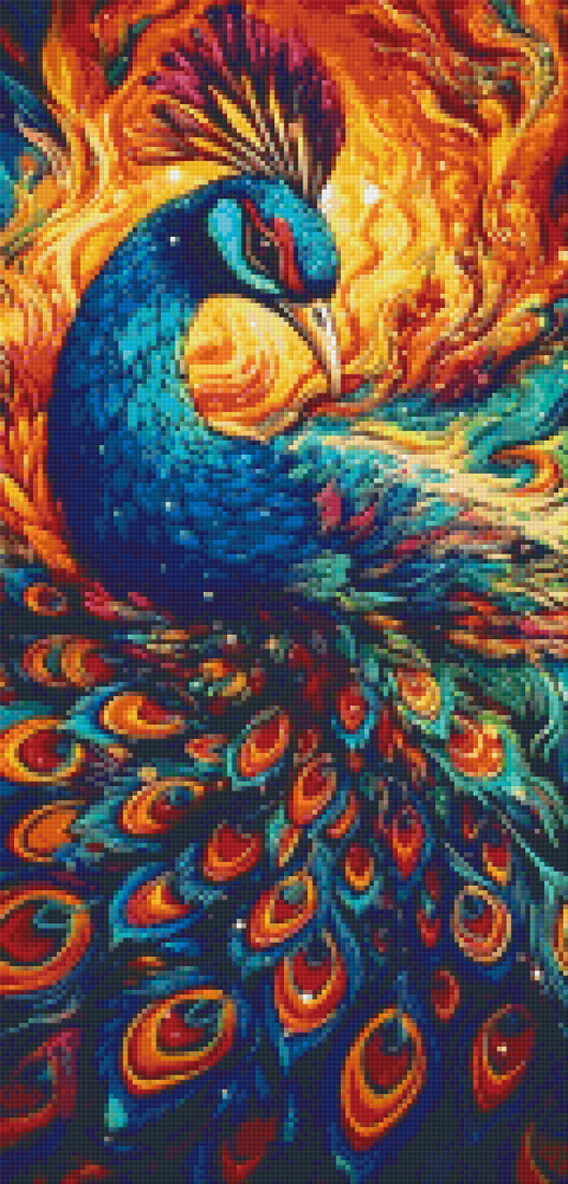 Flaming Peacock Fifteen [15] Baseplates PixelHobby Mini-mosaic Art Kit image 0